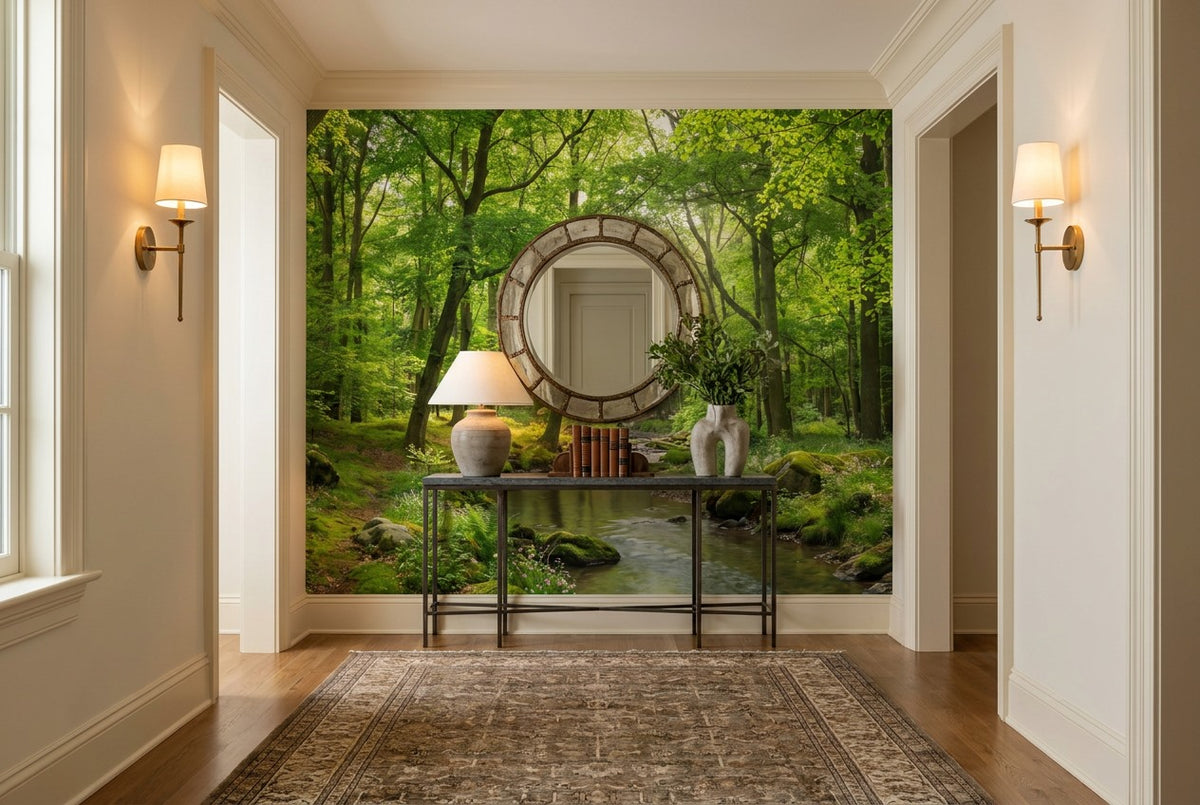 Sage Forest Green Wallpaper Mural interior scene