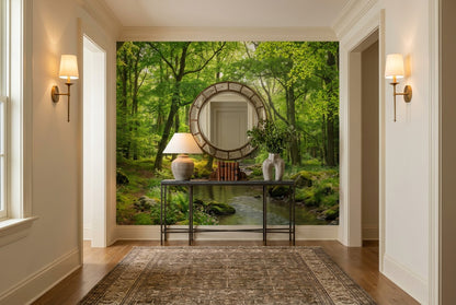 Sage Forest Green Wallpaper Mural interior scene