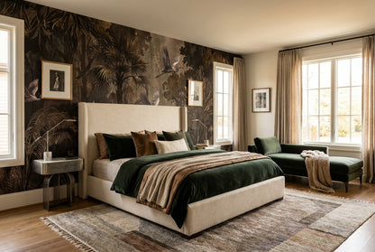 Black Twilight Bird Dark Forest Wallpaper Mural interior scene
