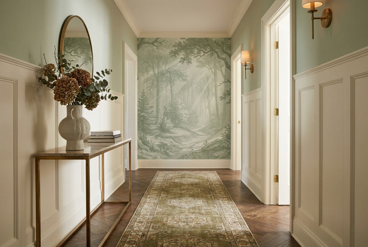 Verdant Forest Green Wallpaper Mural interior scene