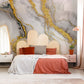 Golden Veined Marble Mural Wallpaper in bedroom