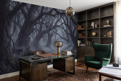 Deep Mist Dark Forest Wallpaper Mural interior scene
