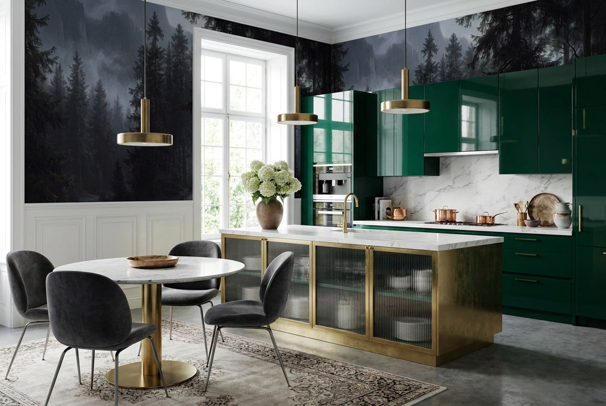 Gloomy Pine Dark Forest Wallpaper Mural interior scene