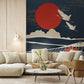 Crimson Sun and Flight Mural Wallpaper in living room