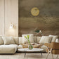 Tranquil Moonlit Marsh Mural Wallpaper in living room