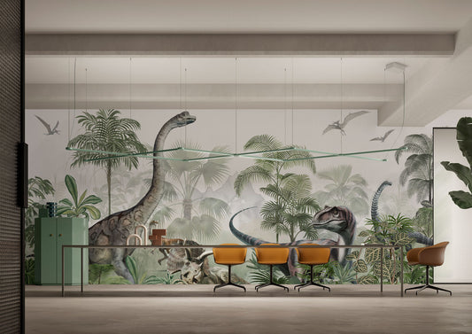Jurassic Wilderness Mural Wallpaper in conference room
