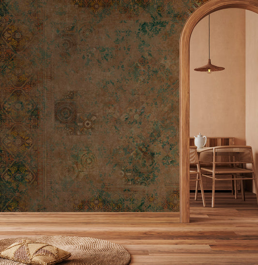 Vintage Distressed Classical Wall Wallpaper in dining room