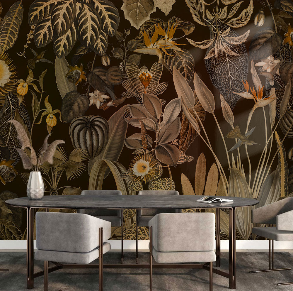 Exotic Garden Escape Mural Wallpaper in dining room