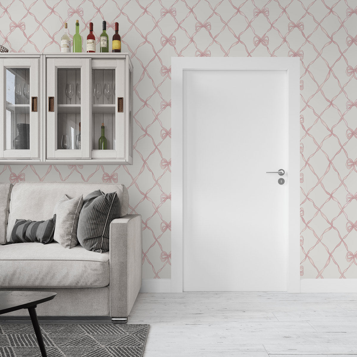 Lattice Bow Mural Wallpaper in living room