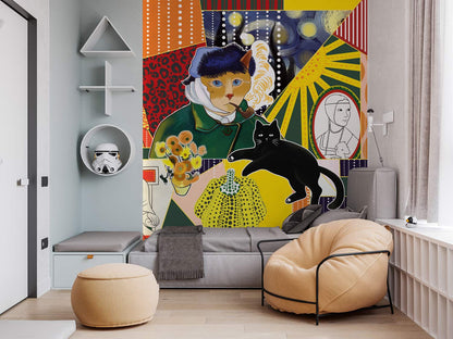 Art Painting Wallpaper Mural in living room