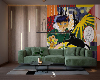 Art Painting Wallpaper Mural in living room