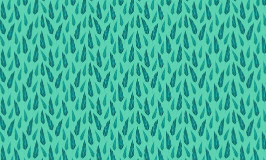 wallpaper mural with green feathers in a living room
