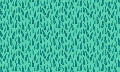 wallpaper mural with green feathers in a living room