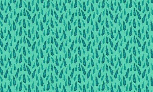 Teal Abstract Leaf Pattern Mural Wallpaper