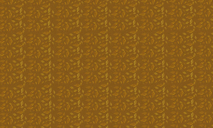 Wallpaper with Golden Leaves on a Brown Background