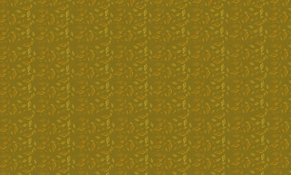 Home Decor Wallpaper Mural with Golden Leaves on a Green Background.