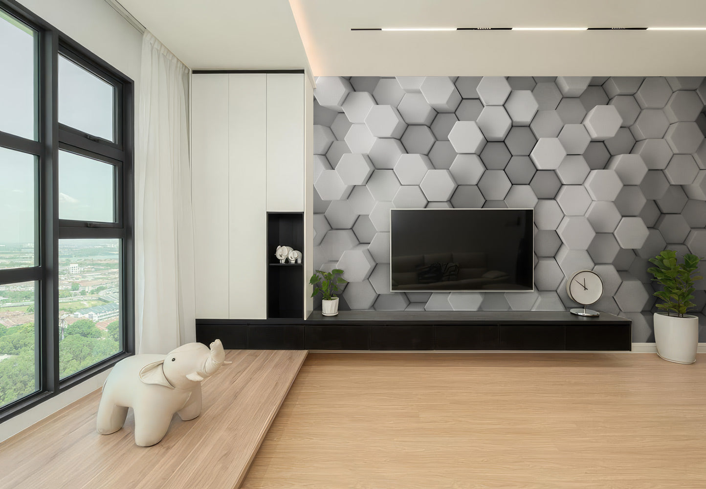 Chic Hexagonal Harmony Mural Wallpaper