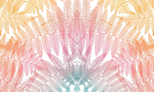 Wallpaper artwork consisting of colourful leaves spliced together