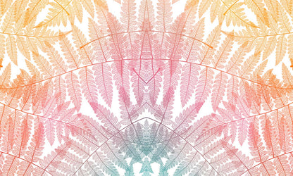 Wallpaper artwork consisting of colourful leaves spliced together