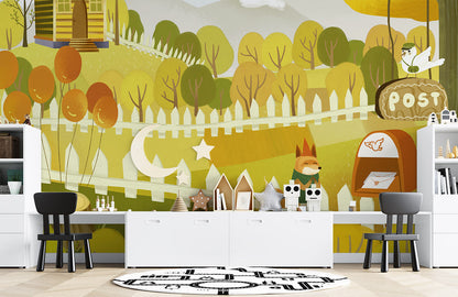 Home Decoration Featuring a Fox Postman Wallpaper Mural