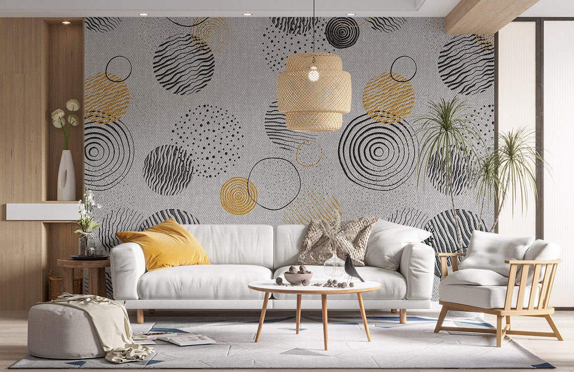 Modern Geometric Gold Black Wallpaper Mural