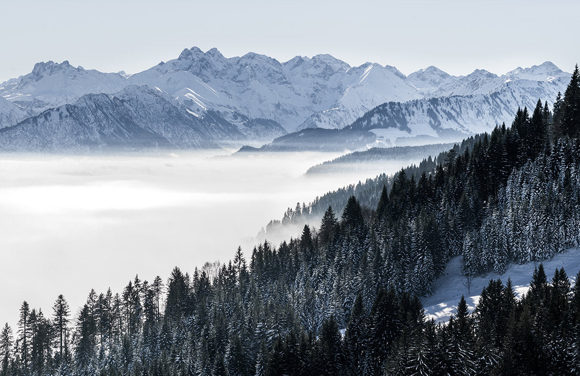 Papier Peint Panoramique Montagnes Enneigées