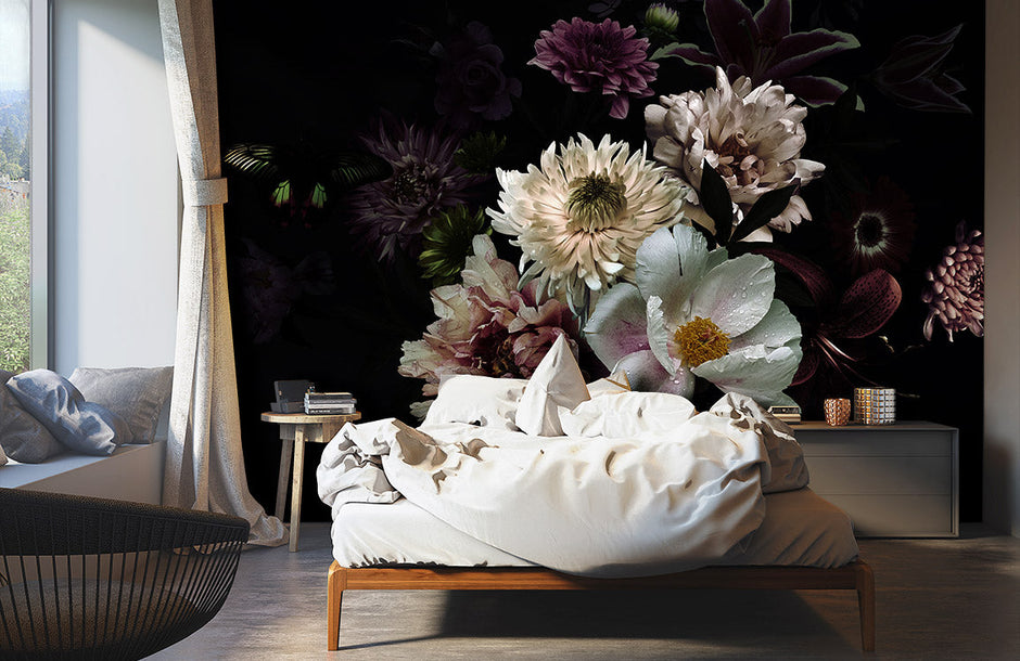 Dark Floral Wallpapers for Home Decor | Flower Wall Murals – Everwallpaper