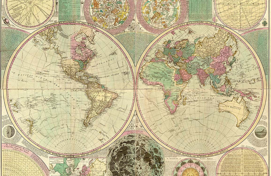 Vintage Style Classic World Map Wallpaper Mural