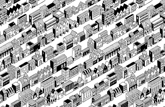 Modern Monochrome Cityscape Mural Wallpaper