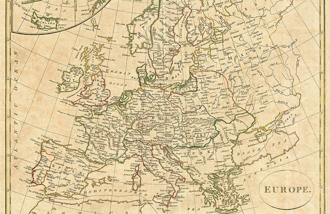 Vintage Map Europe Wall Mural