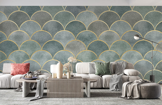 Art Deco Gold Arch Seamless Mural Wallpaper