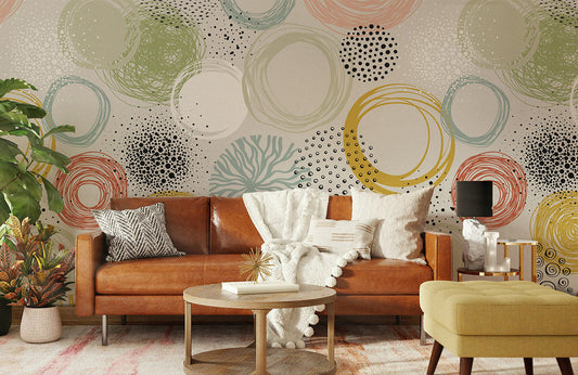 Abstract Circles Wallpaper Mural