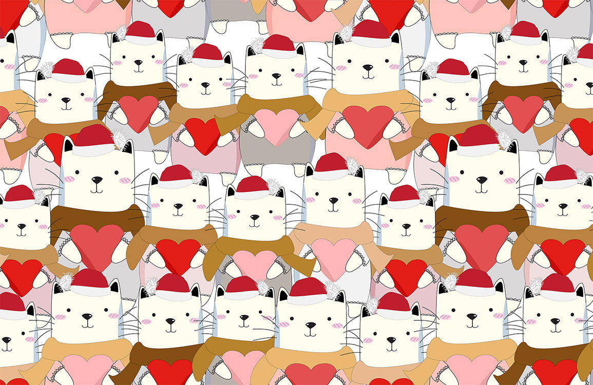 Cute Animal Heart Pattern Mural Wallpaper