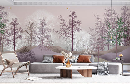 Tropical Green Palm Leaf Mural Wallpaper in living room