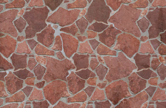 Rustic Red Stone Geometric Mural Wallpaper