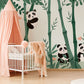 Baby's Room with Animal Wallpaper Mural Featuring Pandas and Bamboo