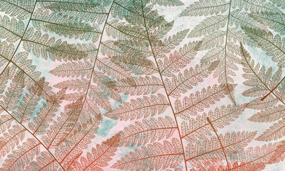 Wallpaper mural featuring multi-layered leaves for use as home décor