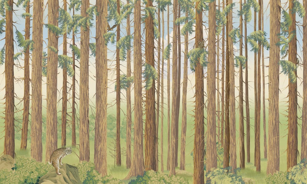 Vintage Forest Landscape Mural Wallpaper