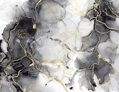 Mural Wallpaper Design Including Ink and Gilding, Suitable for Home Decoration