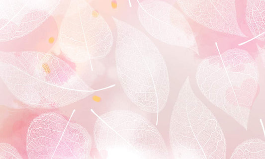 Pink Botanical Leaf Pattern Mural Wallpaper