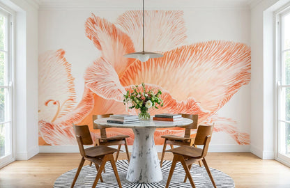 Elegant Peach Floral Wallpaper Mural