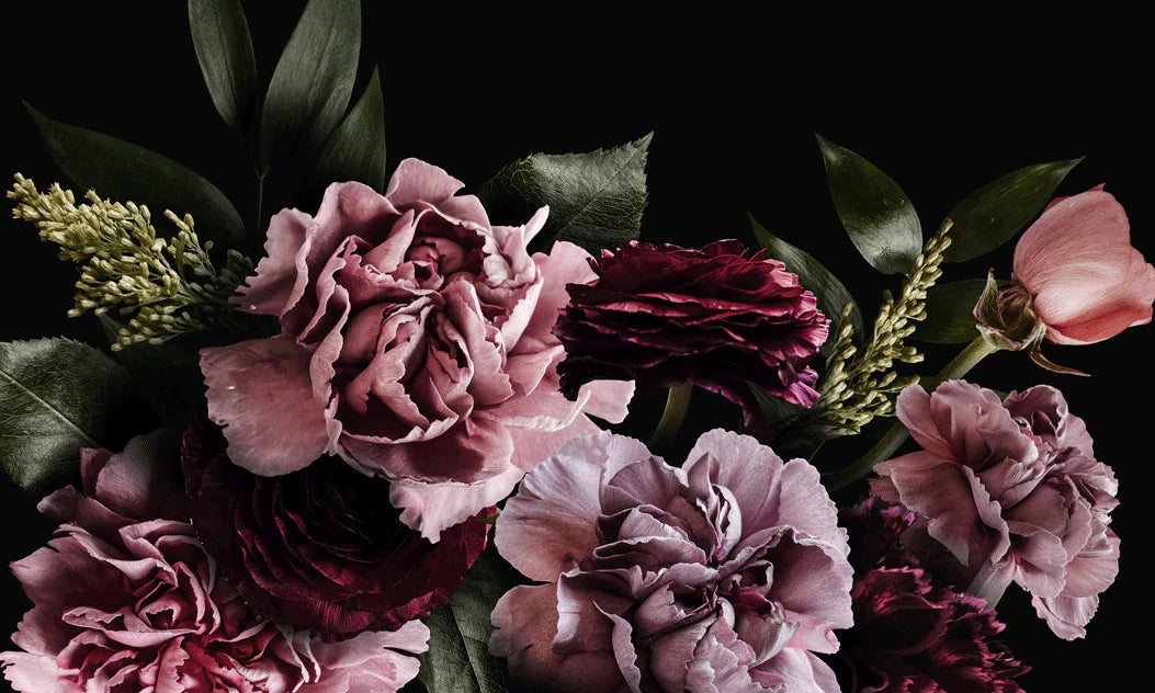 Elegant Dark Floral Mural Wallpaper