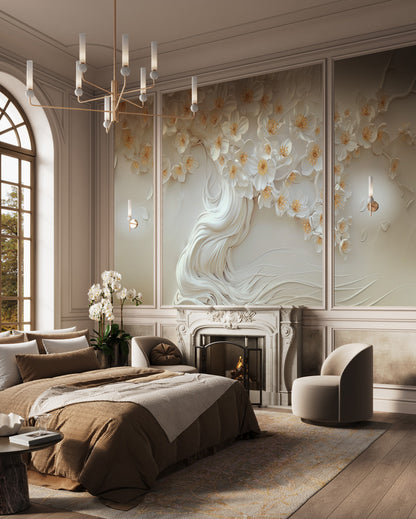 Luxurious Floral Harmony Mural Wallpaper in bedroom