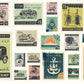 Vintage Stamp Collage Feature Mural Wallpaper