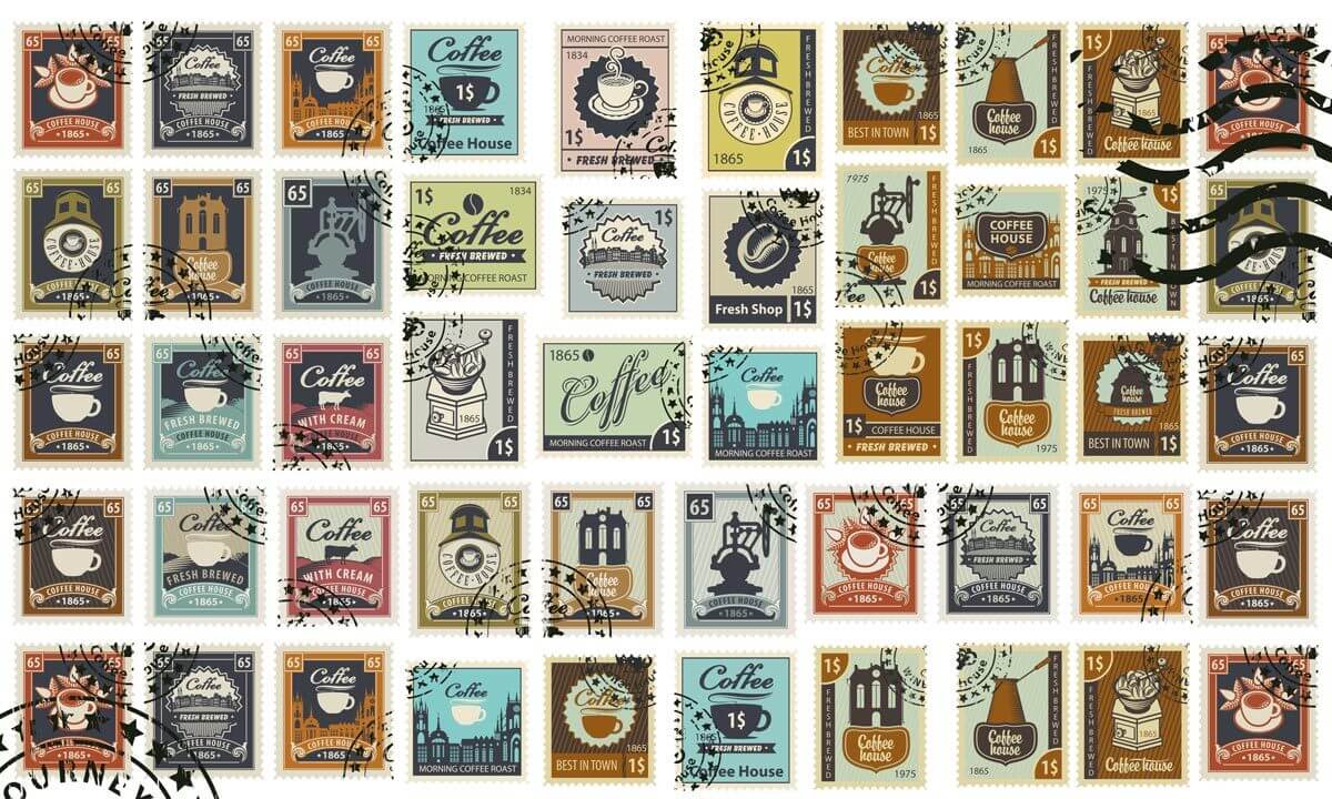 Vintage Retro Coffee House Mural Wallpaper