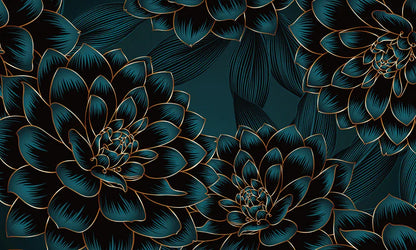 Home Decoration Featuring a Dark Flower Wallpaper Mural