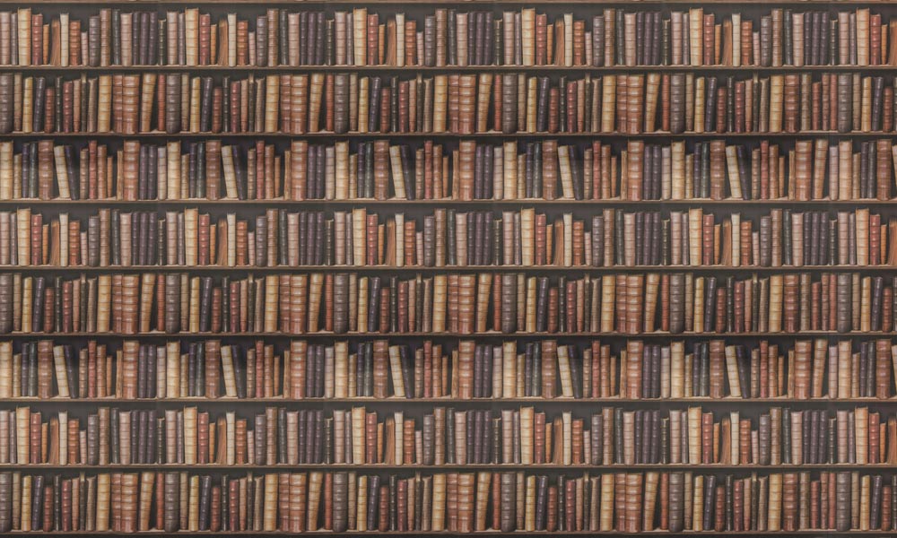 Wallpaper Mural of a Bookshelf in Wooden Effect