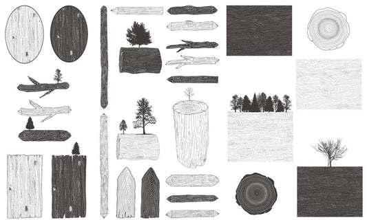 Monochrome Woodland Silhouette Mural Wallpaper