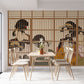 Geisha Behind Screens Mural Wallpaper