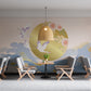 Golden Sunrise & Cranes Mural Wallpaper in dining room